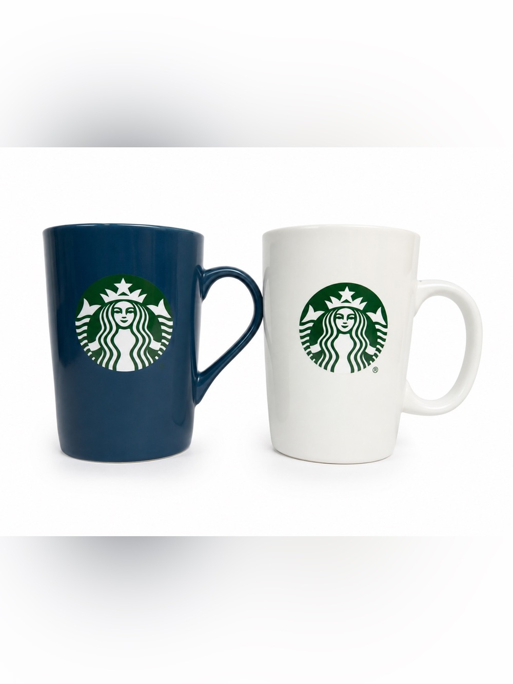 Starbucks Logo Coffee Mug Lot of 2 Blue & White Ceramic Cups 2020 11oz 12oz